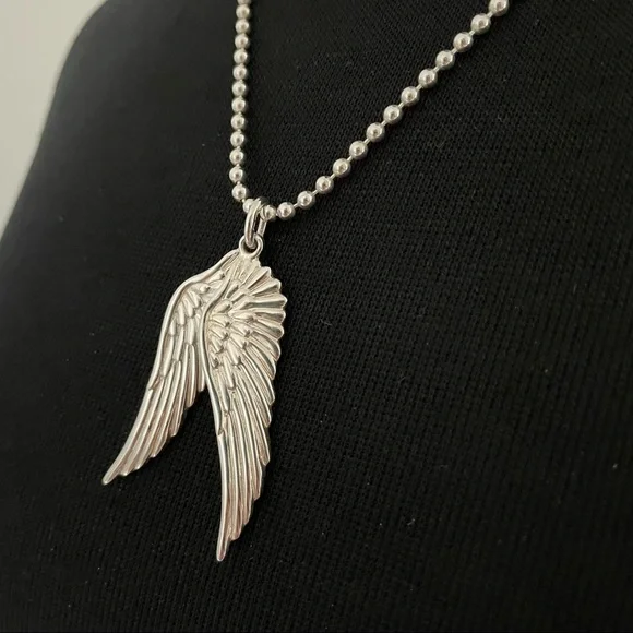 ✨𝙷𝚘𝚜𝚝 𝙿𝚒𝚌𝚔✨ GARRARD Silver Wing Double Pendants Necklace - Picture 9 of 12
